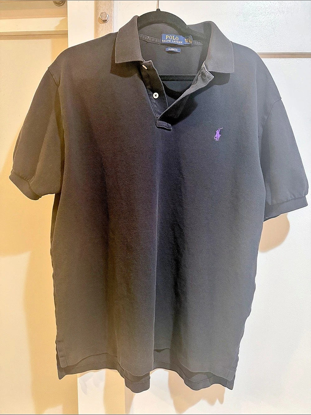 Polo Ralph Lauren Classic Fit Polo Shirt Menโs XL Black Purple Pony